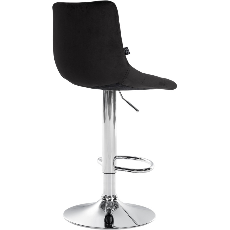 Tabouret de bar Jerry, velours, chrome, noir