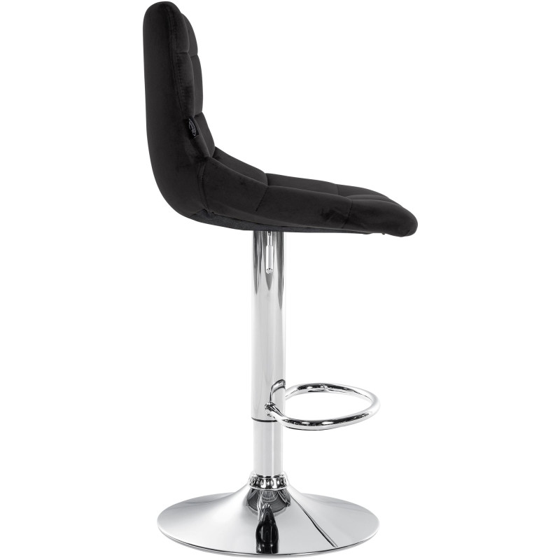 Tabouret de bar Jerry, velours, chrome, noir