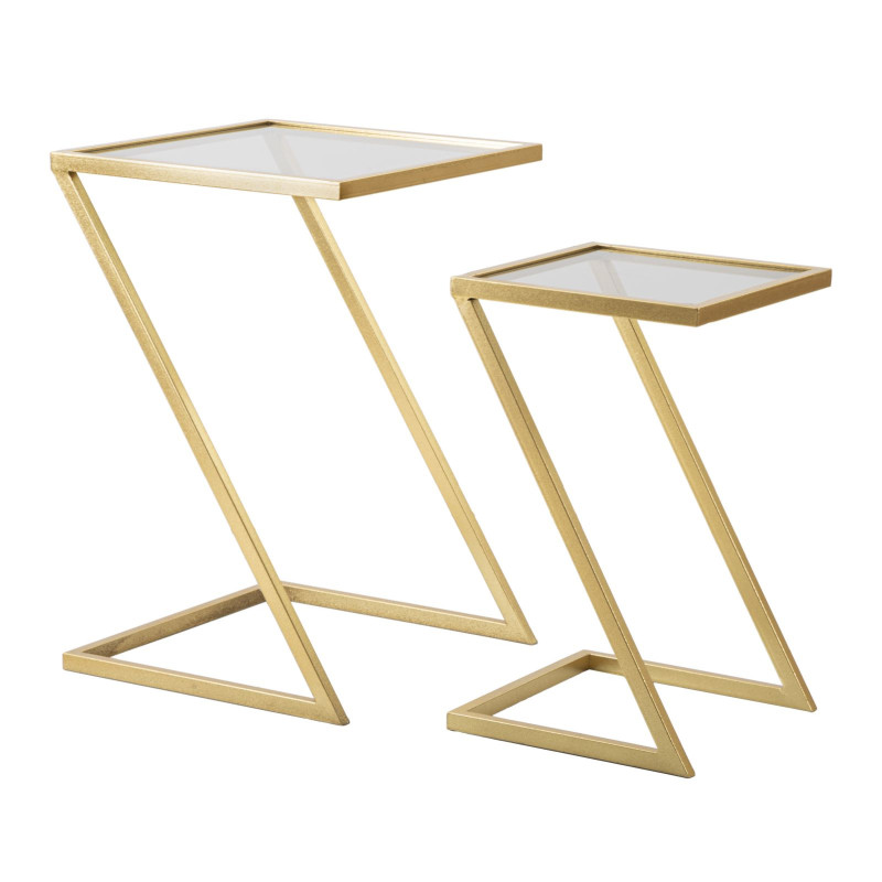 Table d’appoint Z – Duo géométrique 40x40x60 - 30x30x50 cm