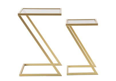 Table d’appoint Z – Duo géométrique 40x40x60 - 30x30x50 cm