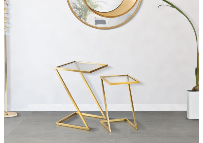 Table d’appoint Z – Duo géométrique 40x40x60 - 30x30x50 cm