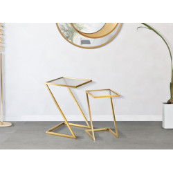 Table d’appoint Z – Duo géométrique 40x40x60 - 30x30x50 cm
