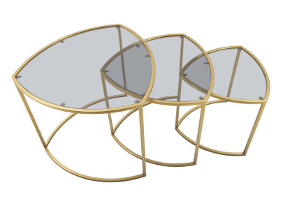 Ensemble triangulaire de tables basses – Jeu de volumes Ø60x50 - 50x45 - 40x40 cm