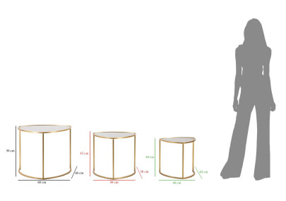 Ensemble triangulaire de tables basses – Jeu de volumes Ø60x50 - 50x45 - 40x40 cm