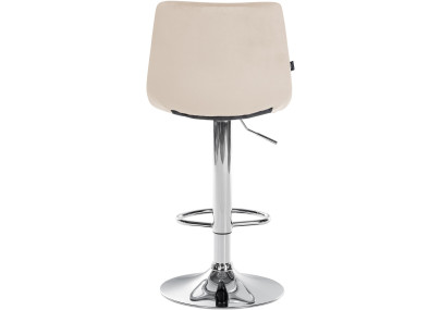 Tabouret de bar Jerry en velours, chrome et crème