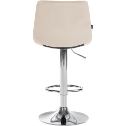 Tabouret de bar Jerry en velours, chromé crème