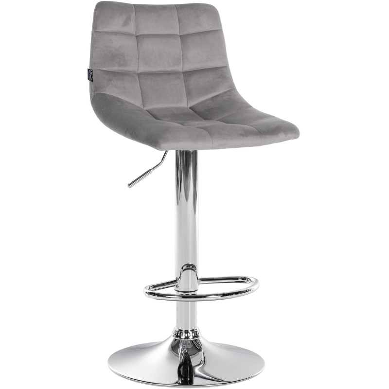 Tabouret de bar Jerry en velours, chromé gris