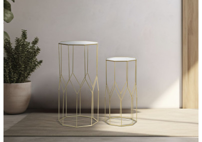 Support Téléphone Verre Nouveau Set – Design contemporain 50x46x100 - 40x37x80 cm