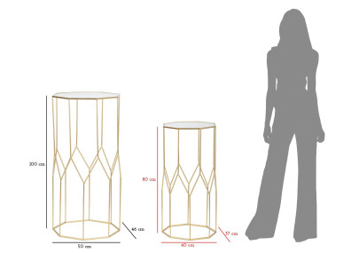 Support Téléphone Verre Nouveau Set – Design contemporain 50x46x100 - 40x37x80 cm