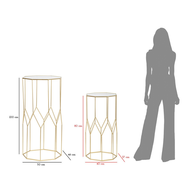 Support Téléphone Verre Nouveau Set – Design contemporain 50x46x100 - 40x37x80 cm