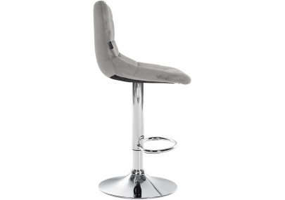 Tabouret de bar Jerry, velours, gris chromé