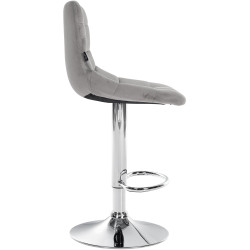 Tabouret de bar Jerry, velours, gris chromé