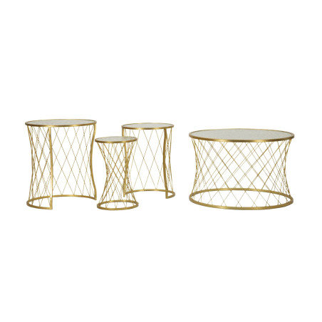 Table Noah Gold – Ensemble doré 4 pièces Ø70x45 - 47x54,5 - 36x50 - 28x45 cm