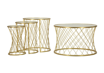 Table Noah Gold – Ensemble doré 4 pièces Ø70x45 - 47x54,5 - 36x50 - 28x45 cm