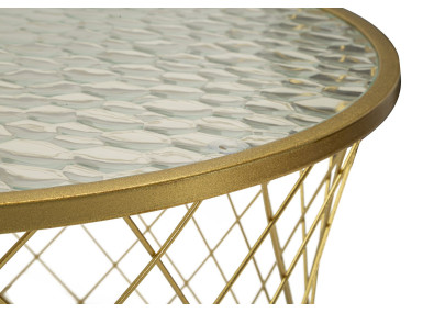 Table Noah Gold – Ensemble doré 4 pièces Ø70x45 - 47x54,5 - 36x50 - 28x45 cm