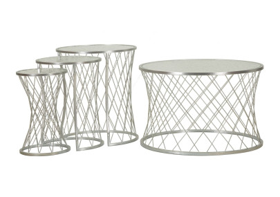Table Noah Argent – Brillance sophistiquée 4 pièces Ø70x45 - 47x54,5 - 36x50 - 28x45 cm