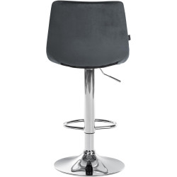 Tabouret de bar Jerry, velours, chrome, gris foncé