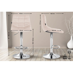 Tabouret de bar Jerry, velours, chrome, beige