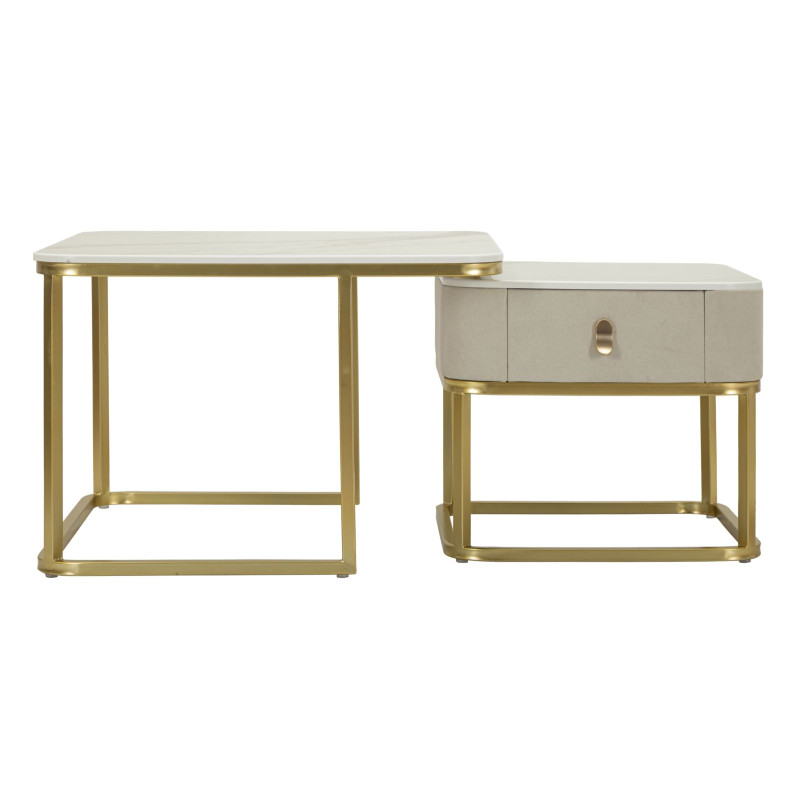 Tables basses Beautry – Duo raffiné 70x70x48 - 50x50x43,5 cm