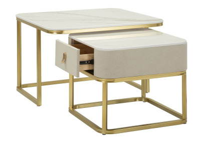 Tables basses Beautry – Duo raffiné 70x70x48 - 50x50x43,5 cm