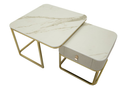 Tables basses Beautry – Duo raffiné 70x70x48 - 50x50x43,5 cm