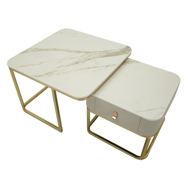 Tables basses Beautry – Duo raffiné 70x70x48 - 50x50x43,5 cm