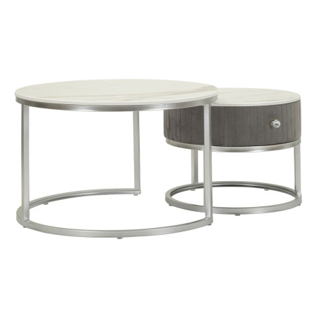 Tables basses Grises – Chic intemporel Ø70x45 - 50x40 cm
