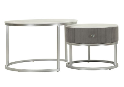 Tables basses Grises – Chic intemporel Ø70x45 - 50x40 cm