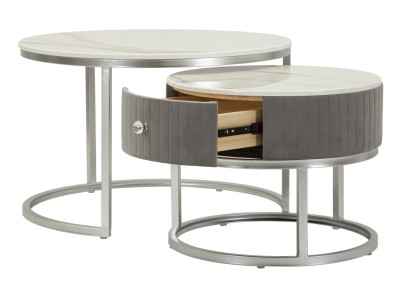 Tables basses Grises – Chic intemporel Ø70x45 - 50x40 cm