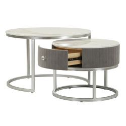 Tables basses Grises – Chic intemporel Ø70x45 - 50x40 cm