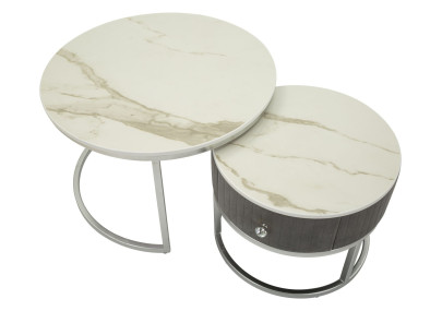 Tables basses Grises – Chic intemporel Ø70x45 - 50x40 cm