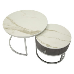 Tables basses Grises – Chic intemporel Ø70x45 - 50x40 cm