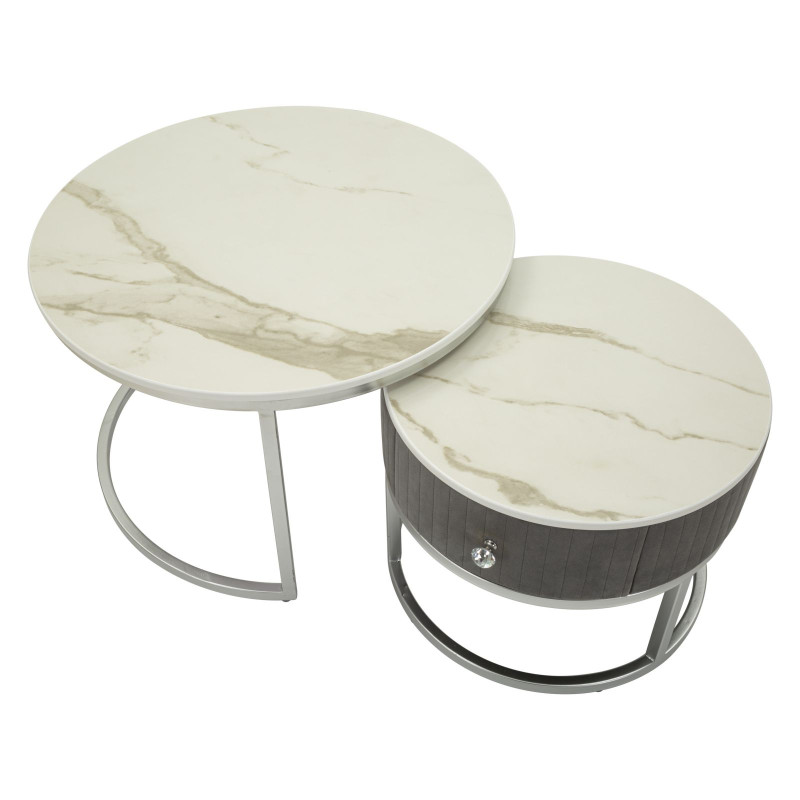 Tables basses Grises – Chic intemporel Ø70x45 - 50x40 cm