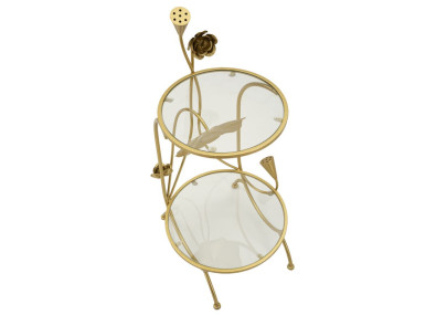 Table 2 étagères Fleurs – Raffinement fleuri Ø40x78 cm