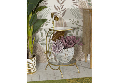 Table 2 étagères Fleurs – Raffinement fleuri Ø40x78 cm