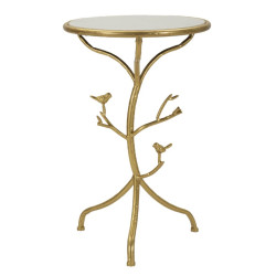 Table Oiseaux en Marbre – Contraste noble Ø38x60 cm