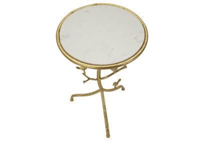 Table Oiseaux en Marbre – Contraste noble Ø38x60 cm