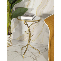 Table Oiseaux en Marbre – Contraste noble Ø38x60 cm