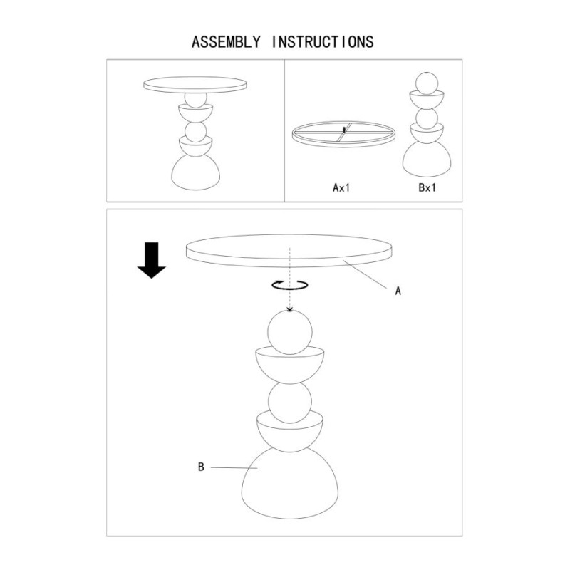 Table Dune avec miroir – Compacte et élégante Ø40,5x42 cm