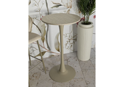 Table de bar Alaska Crème – Modernité douce Ø60x106 cm