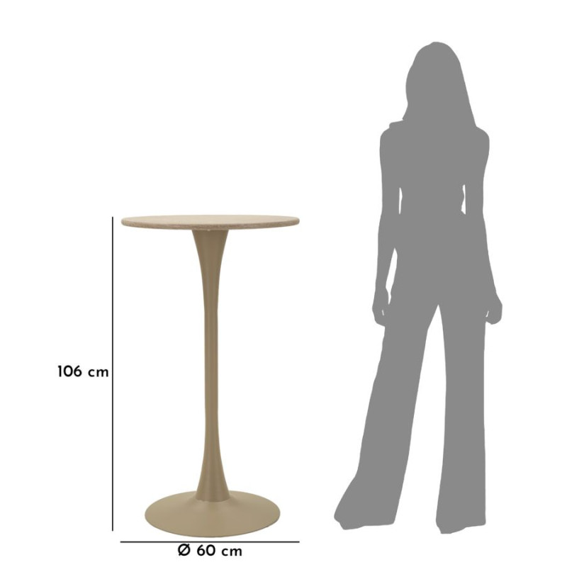 Table de bar Alaska Crème – Modernité douce Ø60x106 cm