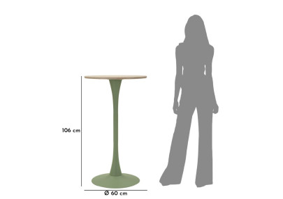 Table de bar Alaska Vert – Éclat végétal Ø60x106 cm