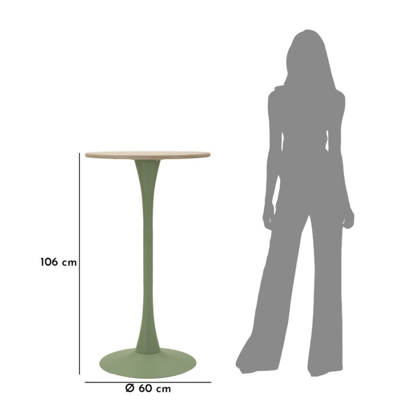 Table de bar Alaska Vert – Éclat végétal Ø60x106 cm