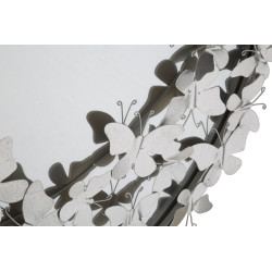 Miroir mural rond Papillon argenté Ø91x3x94 cm – Un éclat glamour et aérien pour sublimer vos murs