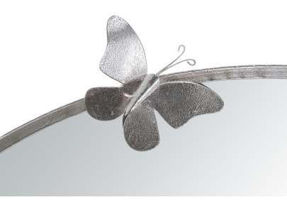 Miroir mural rond Papillon argenté Ø91x3x94 cm – Un éclat glamour et aérien pour sublimer vos murs