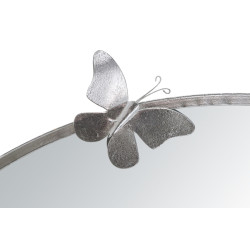 Miroir mural rond Papillon argenté Ø91x3x94 cm – Un éclat glamour et aérien pour sublimer vos murs