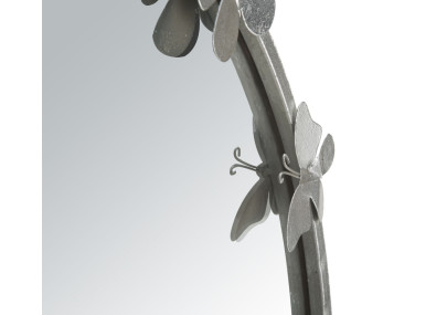 Miroir mural rond Papillon argenté Ø91x3x94 cm – Un éclat glamour et aérien pour sublimer vos murs