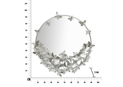 Miroir mural rond Papillon argenté Ø91x3x94 cm – Un éclat glamour et aérien pour sublimer vos murs