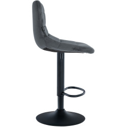 Tabouret de bar Jerry en velours noir gris foncé
