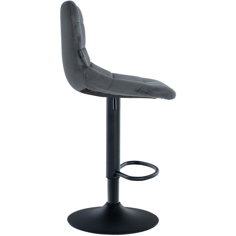 Tabouret de bar Jerry en velours noir gris foncé